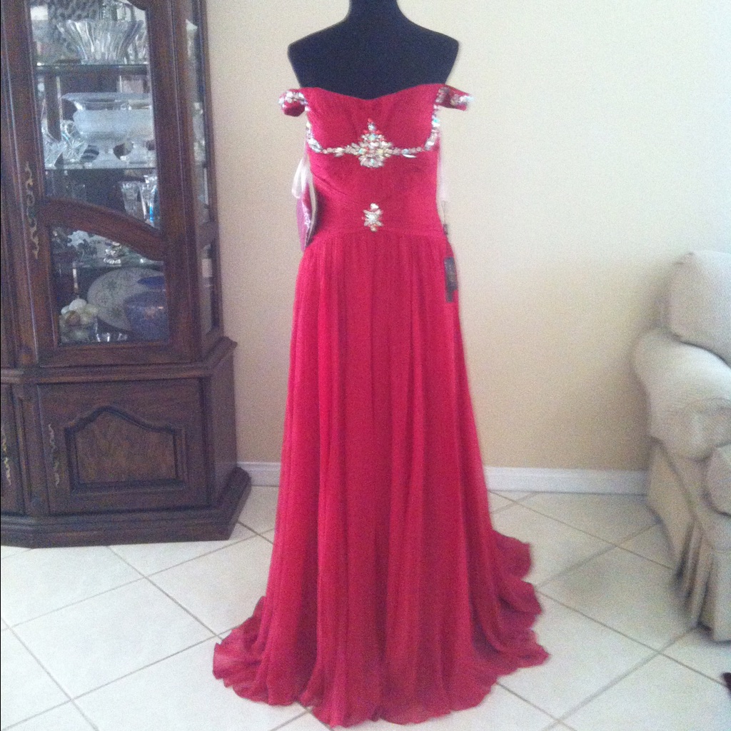 Terani Couture Red Evening Gown Dress
